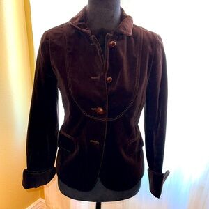 J.Crew brown velvet jacket with leather buttons